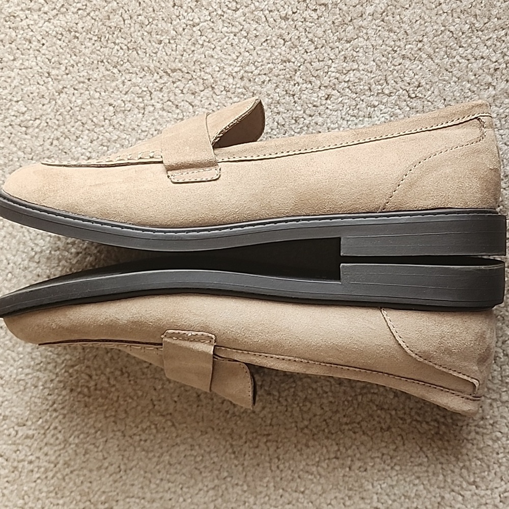 Women's Taupe Loafers Faux Suede - Picture 3 of 4